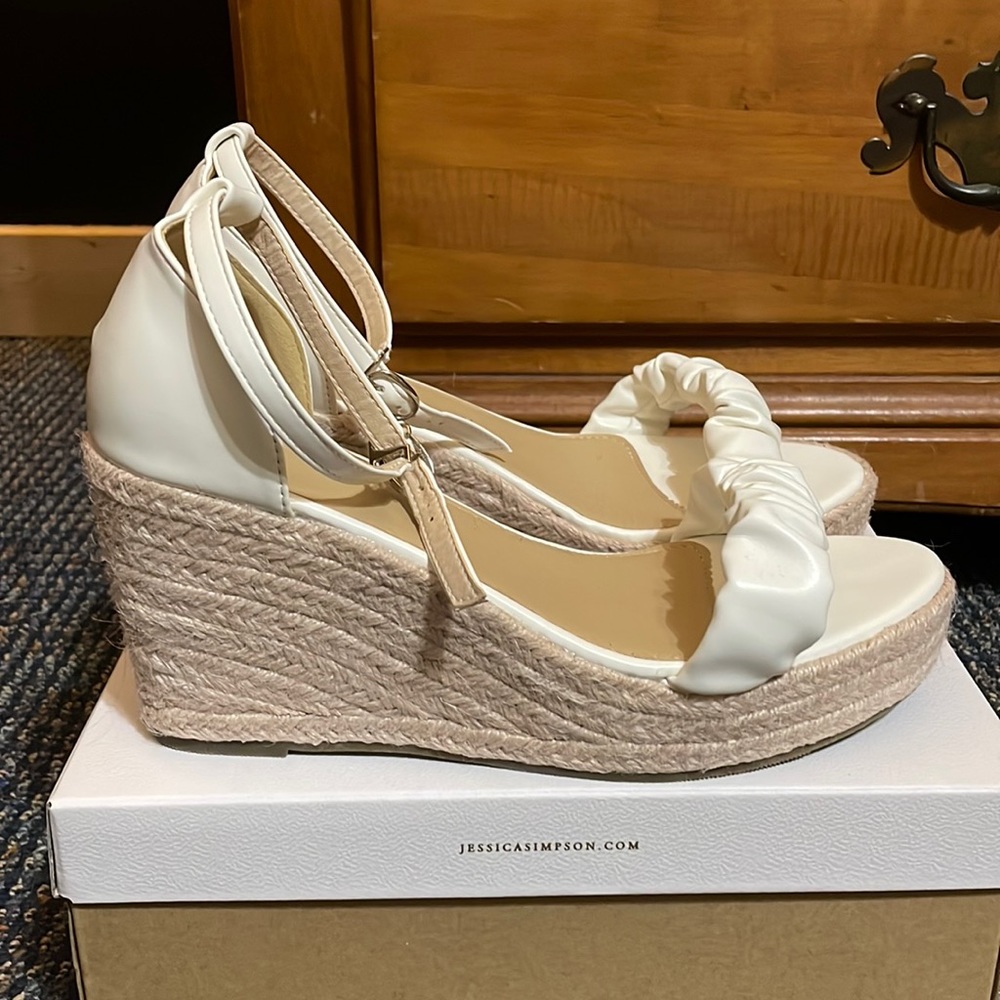 white heeled sandals